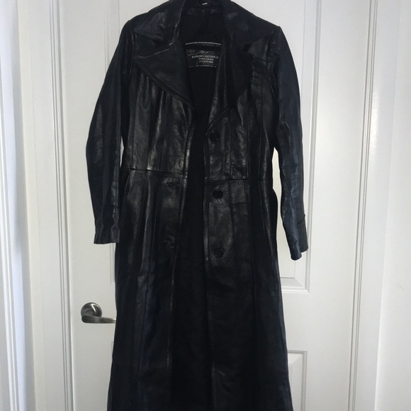 Genuine Leather Trench Coat - Picture 3 of 5